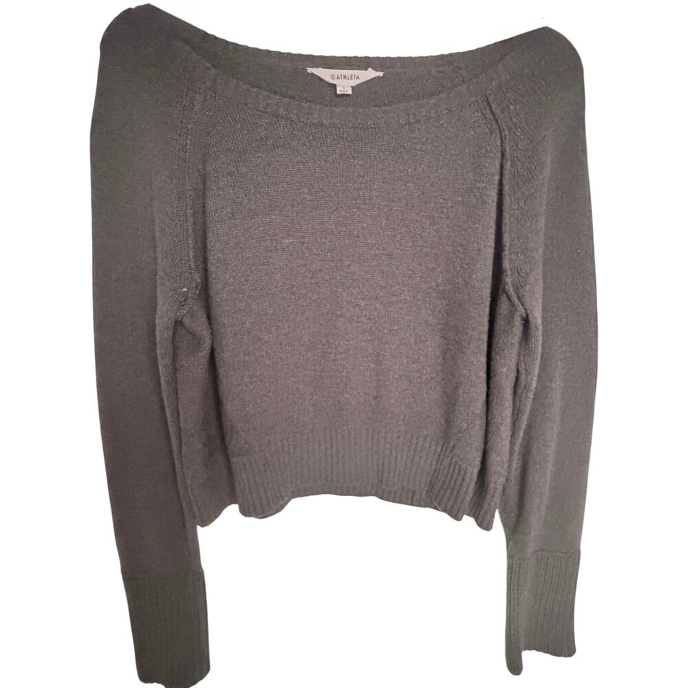 Athleta Kinsley Women's S Charcoal Wool Blend Cropped Boxy Sweater